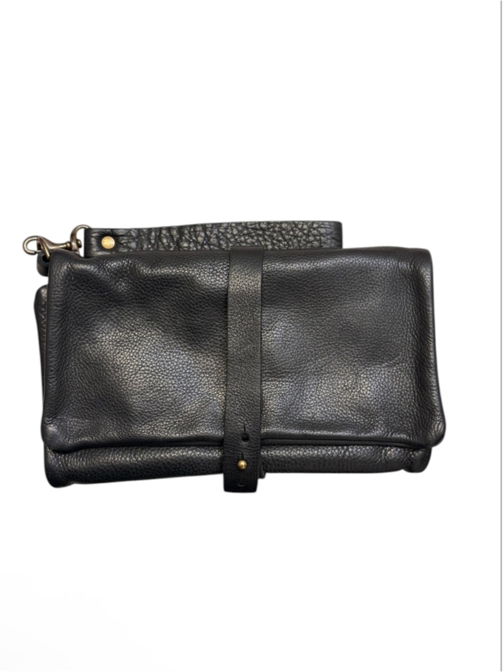 Stitch and tickles large wristlet organizer clutch bag black leather